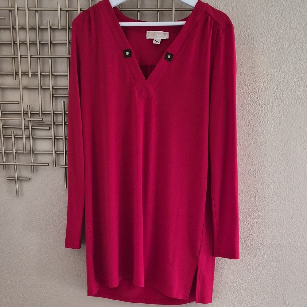 MICHAEL Michael Kors Red V-Neck Blouse